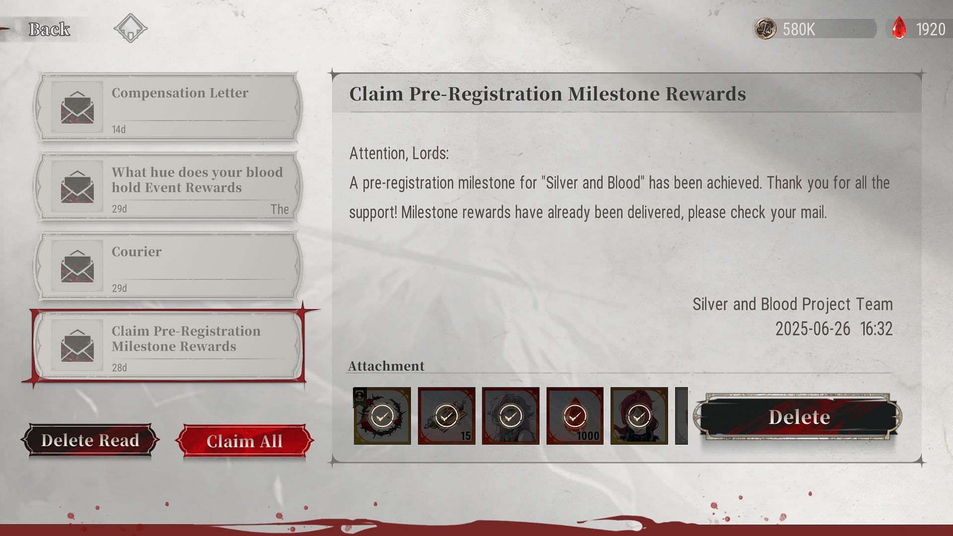 Don't forget to claim pre-registration rewards from the in-game mailbox (Image via Skystone Games)